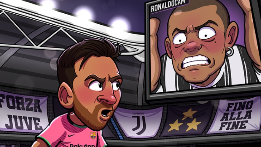 Biếm họa 24h: Ronaldo cay đắng nhìn Messi "bắn hạ" Juventus